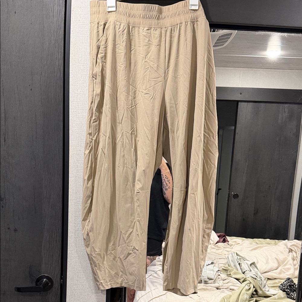 Women Tan Pants Sleek Tech